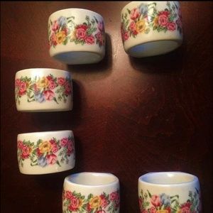 6 Vintage Bill Blass Floral Festival Napkin Rings